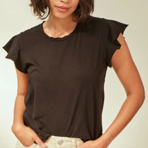 NWT AMO Flutter Tee In Faded Black, Medium - Picture 1 of 6